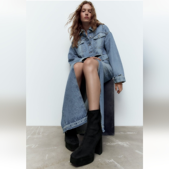 ZARA  platform heeled ankle boots - Picture 8 of 9